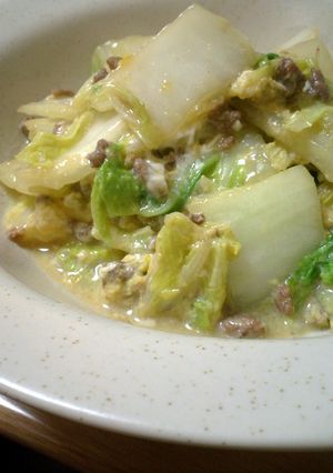 とろ～り卵で懐かしい味♪白菜挽肉炒め-レシピのメイン写真