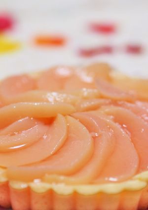 豆腐で桃のコンポートチーズケーキタルト-レシピのメイン写真