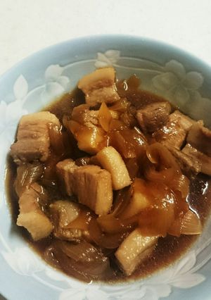 ★豚バラブロックと玉ねぎ煮込み★-レシピのメイン写真