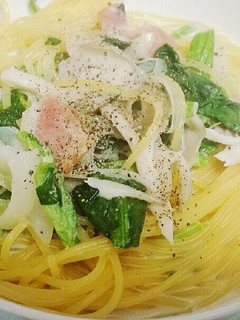 簡単!舞茸とほうれん草のスープパスタ-レシピのメイン写真