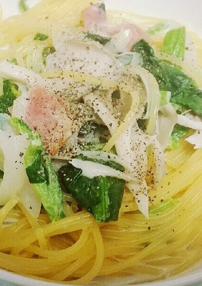 簡単！舞茸とほうれん草のスープパスタ-レシピのメイン写真
