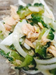 ツナとゴーヤと玉ねぎの麺つゆ和え-レシピのメイン写真