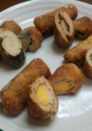 薄切り冷凍豆腐と青じそ巻き と梅入り-レシピのメイン写真
