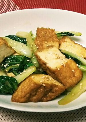 チンゲン菜と厚揚げのさっぱりポン酢炒め-レシピのメイン写真