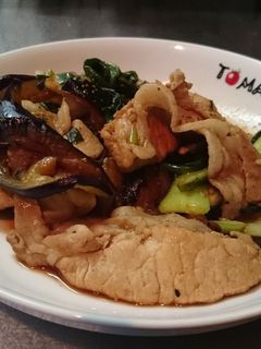 茄子と青梗菜と豚肉の甘辛生姜炒め-レシピのメイン写真
