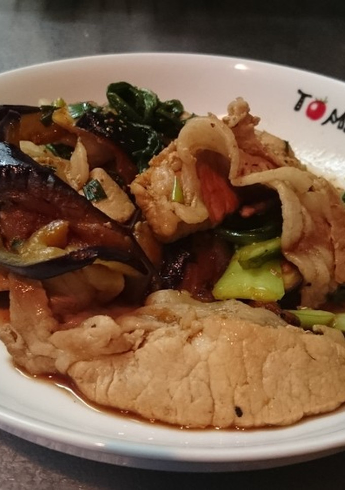 茄子と青梗菜と豚肉の甘辛生姜炒め-レシピのメイン写真