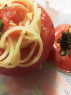時短簡単!器ごとトマトの冷製パスタ-レシピのメイン写真