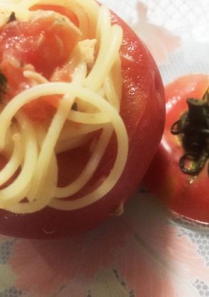 時短簡単！器ごとトマトの冷製パスタ-レシピのメイン写真