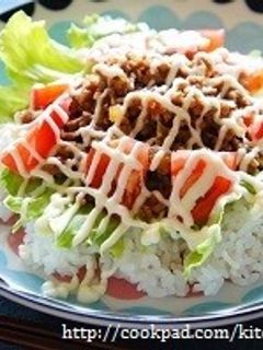 cafeごはん♪甘辛ダレでタコライス風-レシピのメイン写真