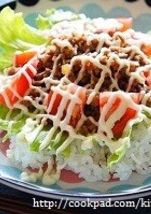 cafeごはん♪甘辛ダレでタコライス風-レシピのメイン写真