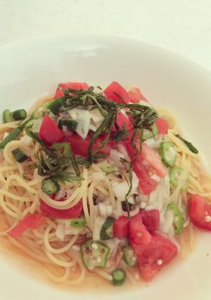 夏にサッパリ☆トマトとオクラの冷製パスタ-レシピのメイン写真