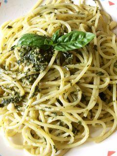 すり鉢でバジルスパゲッティ-レシピのメイン写真