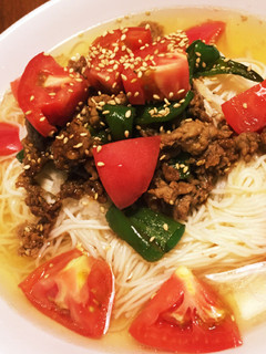 焼肉冷やしそうめん☆暑い日にさっぱりと-レシピのメイン写真