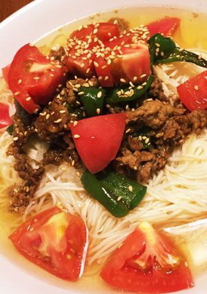 焼肉冷やしそうめん☆暑い日にさっぱりと-レシピのメイン写真