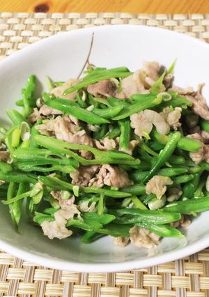 モロッコいんげんと豚肉炒め-レシピのメイン写真