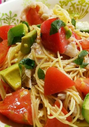 早ゆで1分♪トマトと豚バラの冷製パスタ♪-レシピのメイン写真