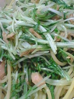 簡単!ツナと水菜のしゃきしゃきパスタ-レシピのメイン写真