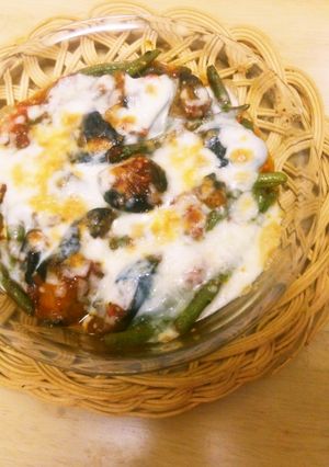 いんげん豆となすのトマト煮チーズ焼き♡-レシピのメイン写真