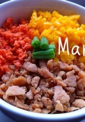 冷凍ストックOK☆鶏そぼろで☆三色丼-レシピのメイン写真