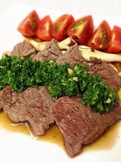 牛カルビステーキのパセリソース①和風味-レシピのメイン写真