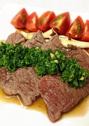 牛カルビステーキのパセリソース①和風味-レシピのメイン写真