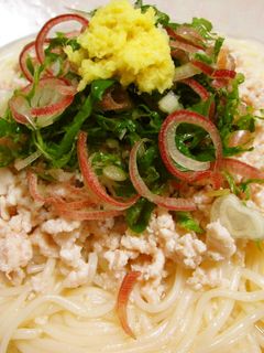 鶏ひき肉と白だしの冷たいかけ汁そうめん。-レシピのメイン写真