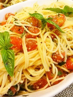 フレッシュミニトマトとバジルのパスタ♪-レシピのメイン写真