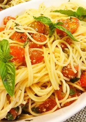 フレッシュミニトマトとバジルのパスタ♪-レシピのメイン写真