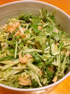 焼き鮭アボカド水菜のマヨサラダ-レシピのメイン写真