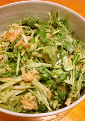 焼き鮭アボカド水菜のマヨサラダ-レシピのメイン写真