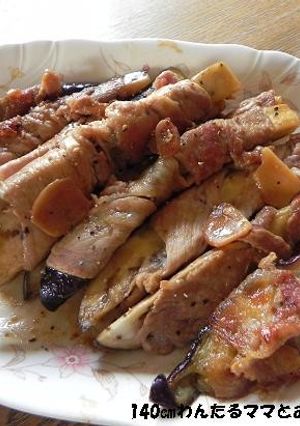 簡単★なすの肉巻きにんにく黒コショウ炒め-レシピのメイン写真