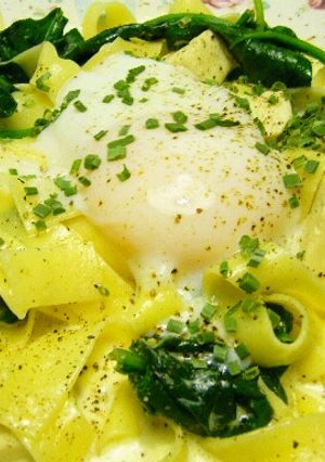 *ほ~れん豆腐の和風カルボナーラ*-レシピのメイン写真