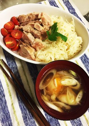 【食欲増進】そうめんと梅卵温だれ-レシピのメイン写真