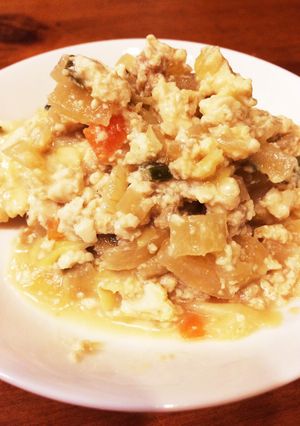 餃子のタネの残りで炒り豆腐☆-レシピのメイン写真