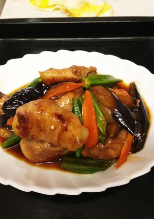 夏野菜とバラ肉甘辛炒め-レシピのメイン写真