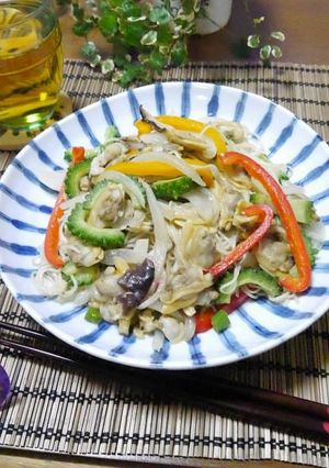 あさりと夏野菜のそーめんちゃんぷるー-レシピのメイン写真