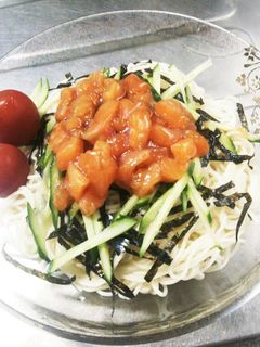 *そうめん*サーモンのたたきのせver*-レシピのメイン写真