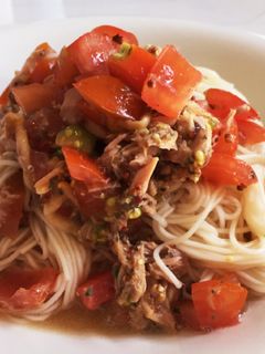 トマトとツナのマスタードぽん酢そうめん✩-レシピのメイン写真