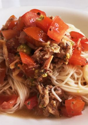 トマトとツナのマスタードぽん酢そうめん✩-レシピのメイン写真