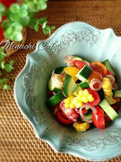 みょうががポイント!!夏野菜の塩サラダ-レシピのメイン写真