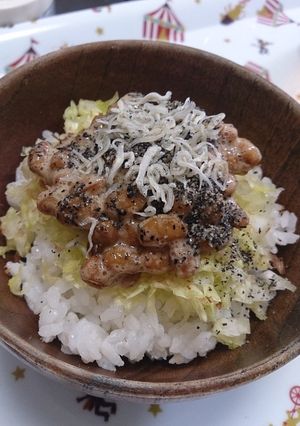 離乳食完了期 じゃこ納豆とキャベツの丼-レシピのメイン写真