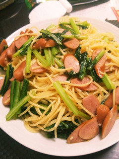 小松菜とウィンナーのわさび醤油パスタ-レシピのメイン写真