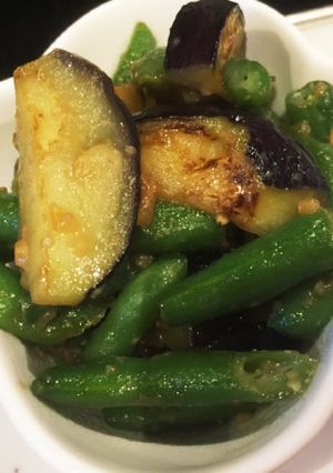 ナスとインゲンのニンニク味噌炒め-レシピのメイン写真