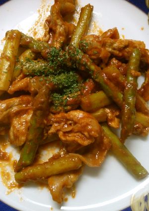 簡単 豚肉と アスパラのチーズケチャ炒め-レシピのメイン写真