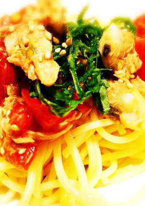 冷凍トマトdeさっぱり冷製トマトパスタ-レシピのメイン写真