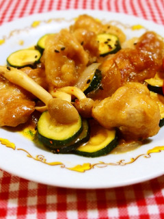 鶏肉とズッキーニの酢味噌炒め♪-レシピのメイン写真