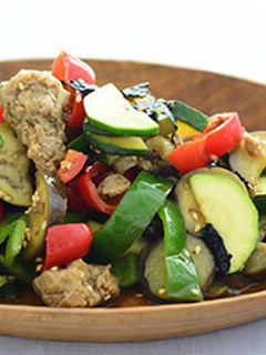 炒め野菜と大豆肉の温サラダ のりごま風味-レシピのメイン写真