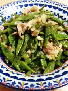 ささぎと大葉と豚ばら肉の味噌炒め-レシピのメイン写真