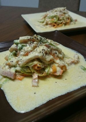 ヘルシー★ベジ麺パスタ カルボナーラ-レシピのメイン写真