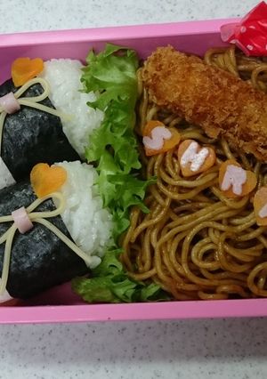パスタでリボン弁当-レシピのメイン写真